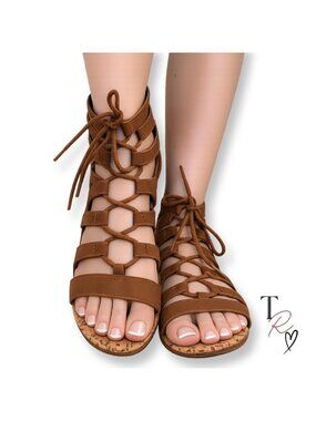 Circus by Sam Edelman NEW Brown Lace Up Gladiator Wedge Sandals 9.5